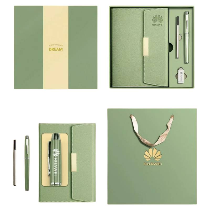 custom logo notebook pen usb gift set for corporate branding