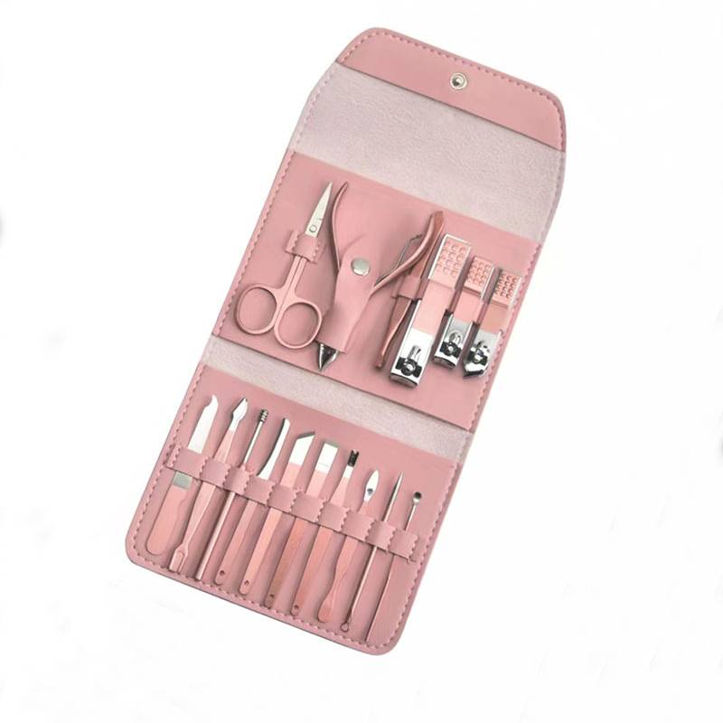 custom logo manicure set leather holder for branding