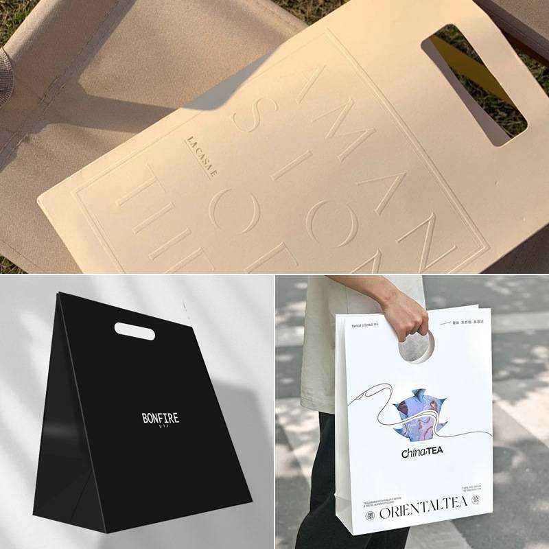embossed premium paper bag with logo branding