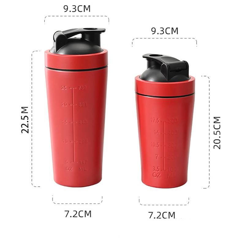 red insulated protein shaker bottle fitness