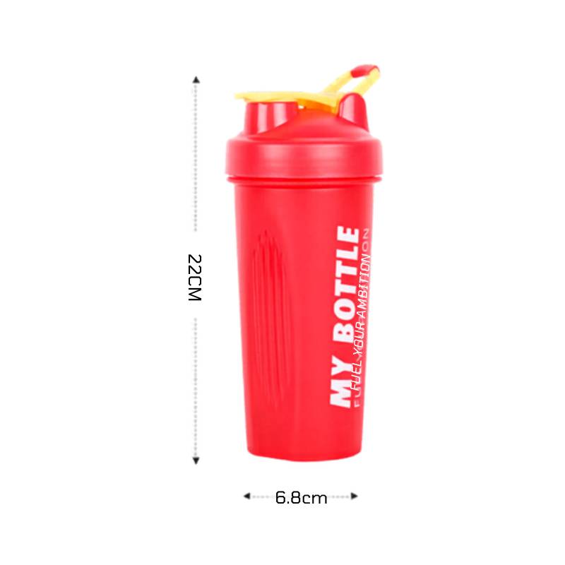shaker bottle size measurement 600ml height and width shown