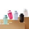 plastic shaker bottle with hidden handle and custom logo for fitness use