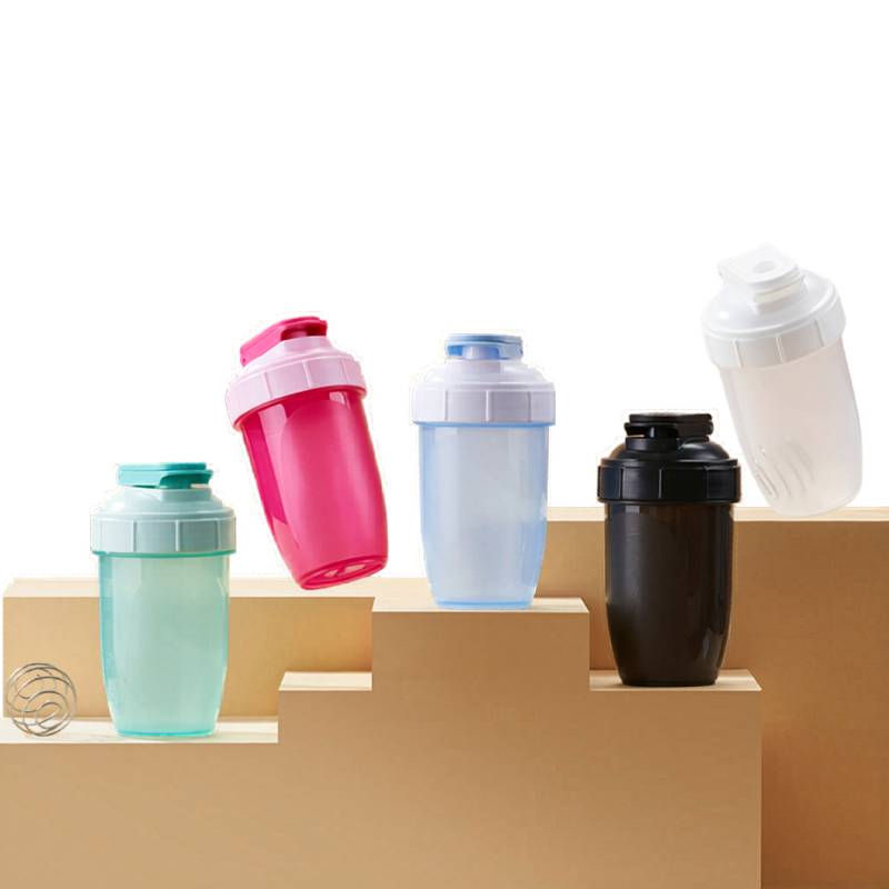 plastic shaker bottle with hidden handle and custom logo for fitness use