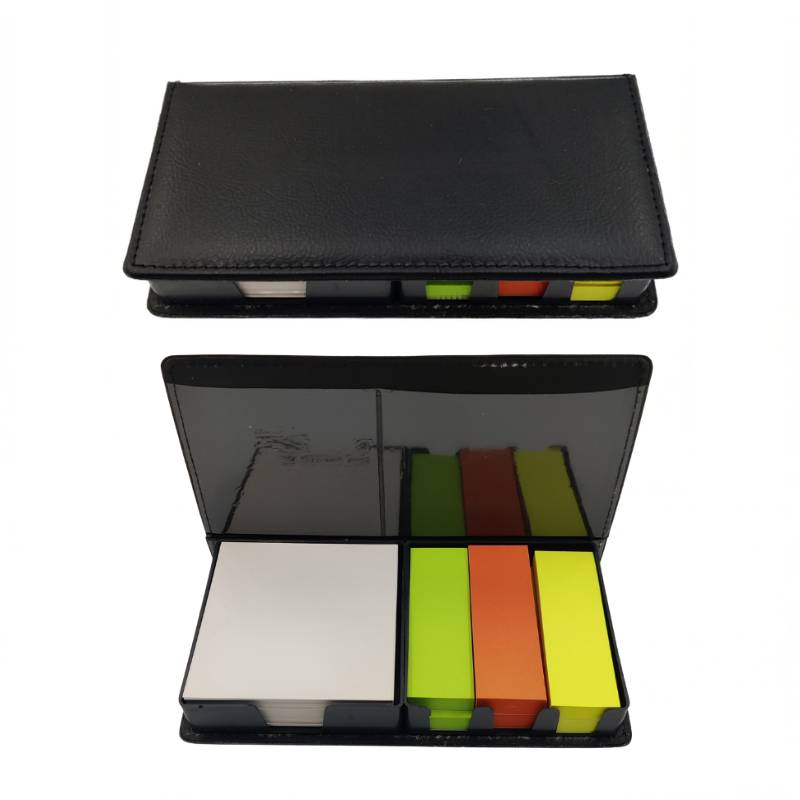 custom leather holder with sticky notes for office use
