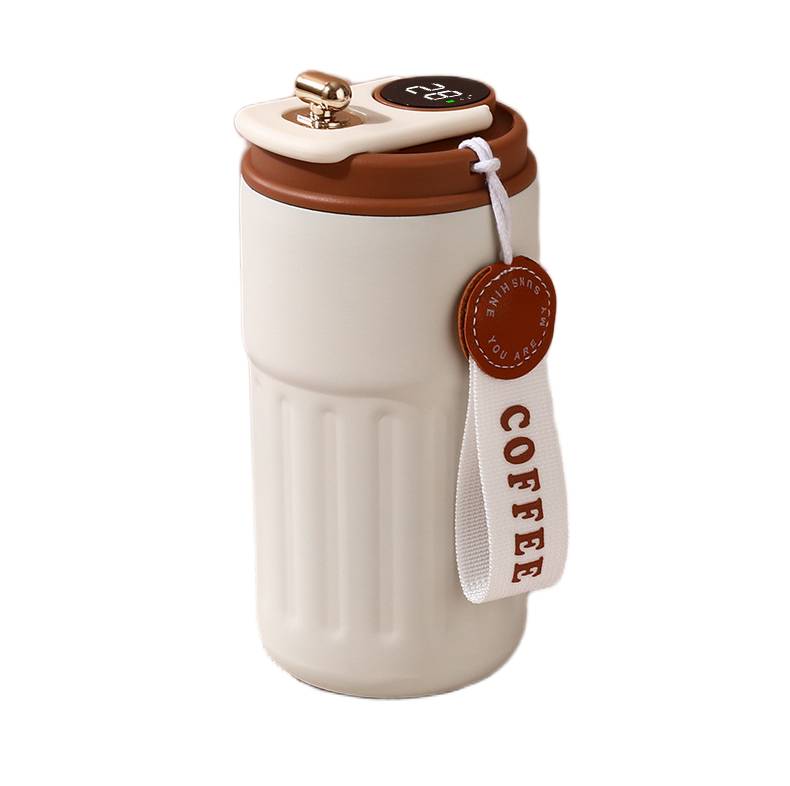 thermos mug with temperature display feature