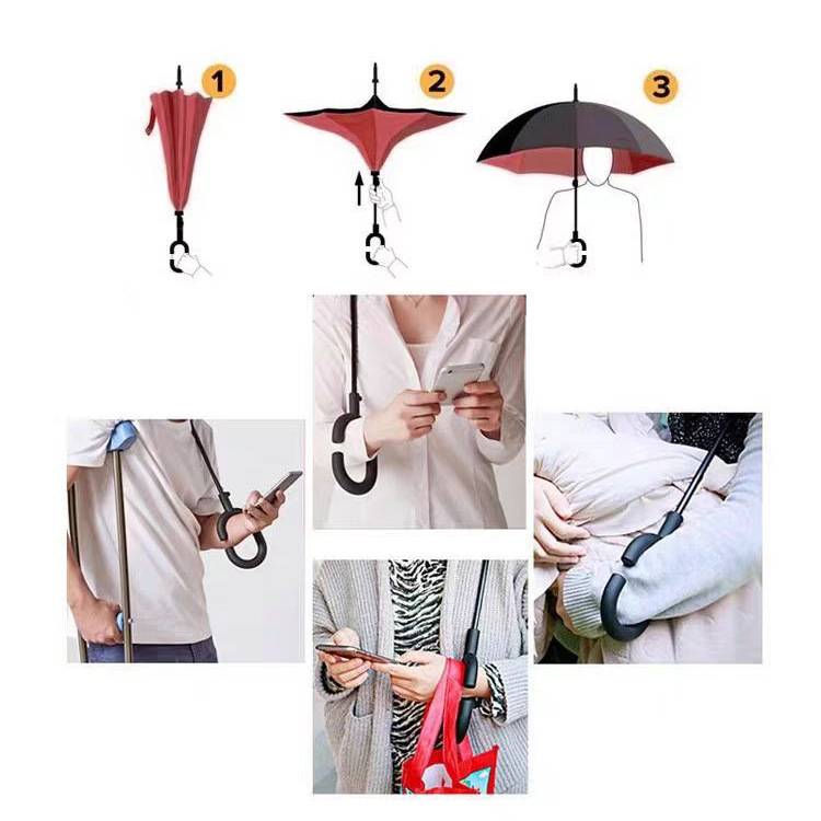 reverse umbrella multiple usage positions rain protection