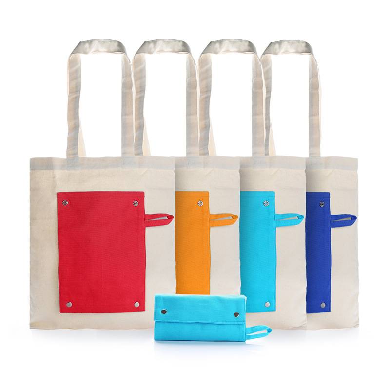 foldable canvas tote bag with custom logo for shopping and daily use