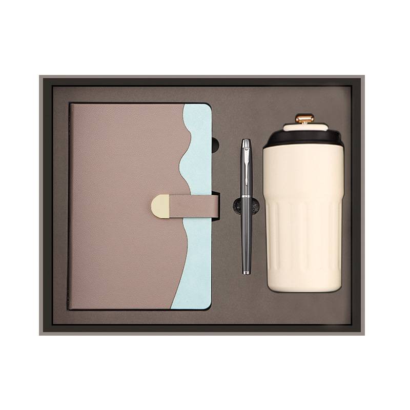 branded notebook pen and thermos mug gift set