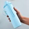 portable foldable water bottle with silicone strap
