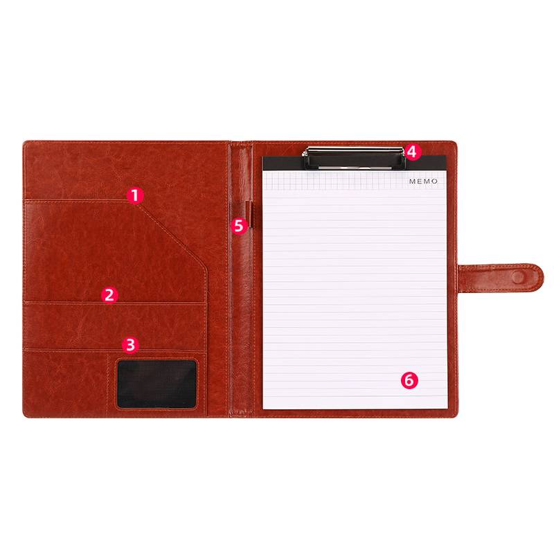 leather folder compartments card slots document storage organizer