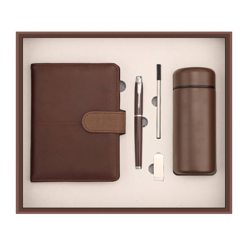 premium pu leather notebook usb thermos corporate gift set