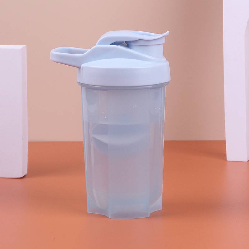 blue shaker bottle with logo printing