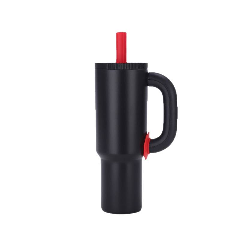 insulated tumbler with straw and handle