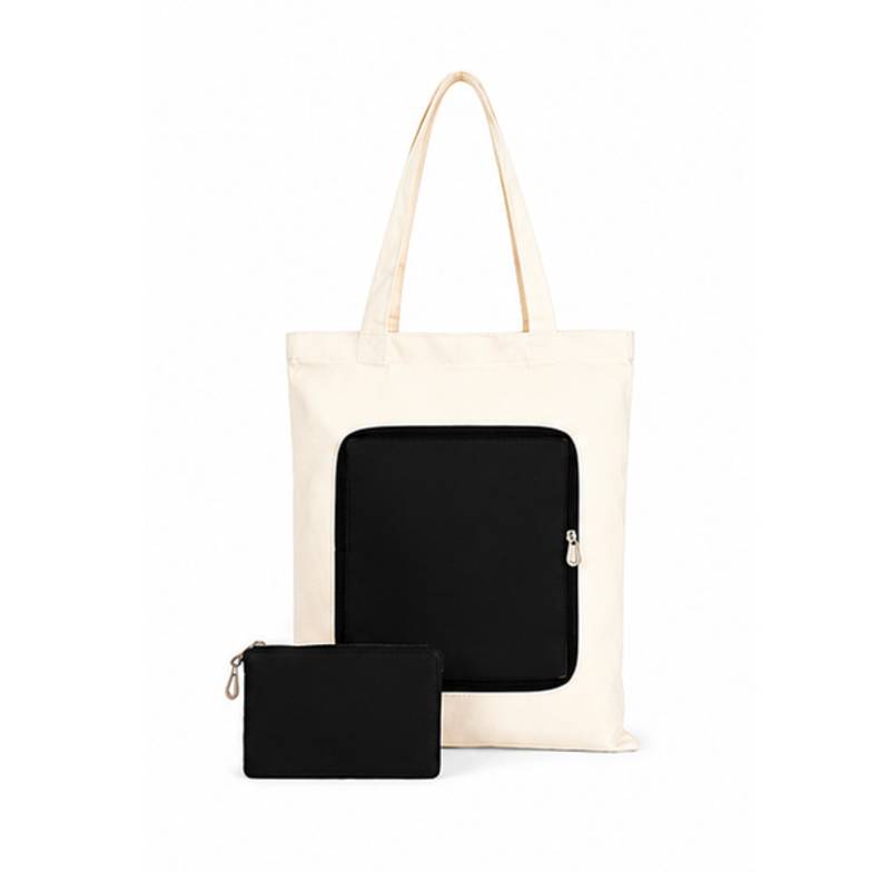 black foldable zip canvas bag corporate branding