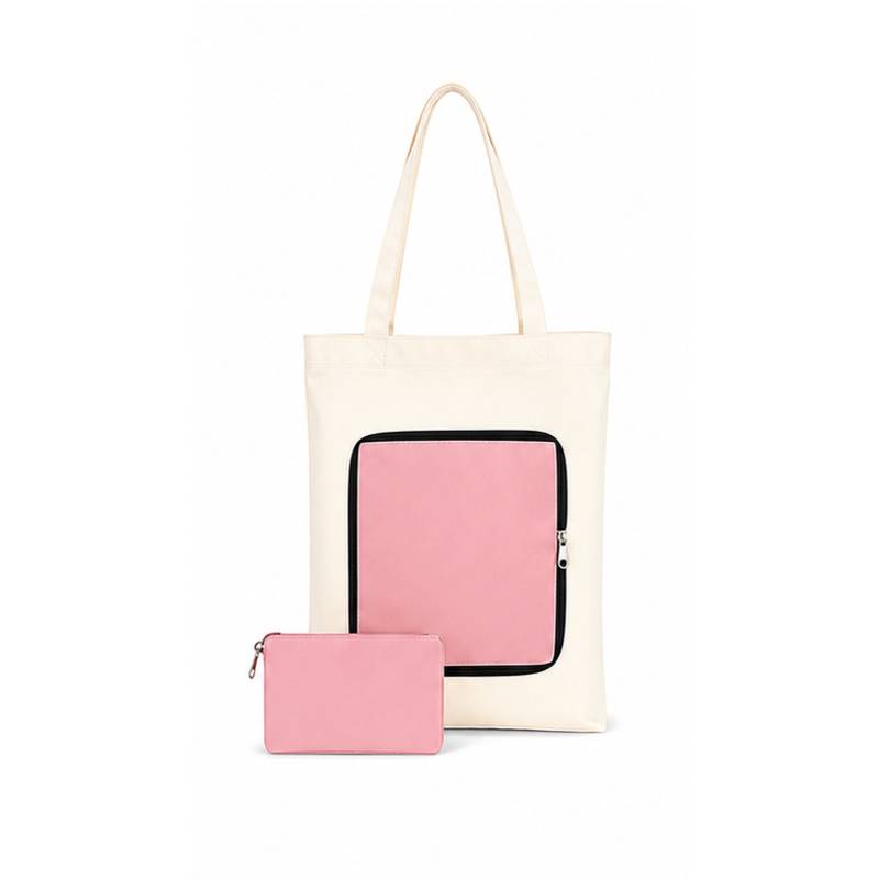 pink foldable zip canvas bag custom merchandise