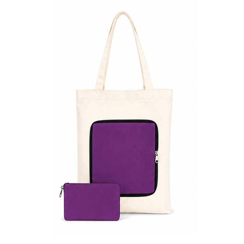 purple foldable zip canvas bag corporate giveaway