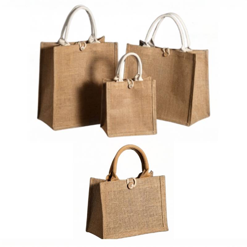 jute bag button closure detail