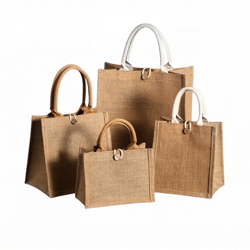 jute bag with button custom logo printing