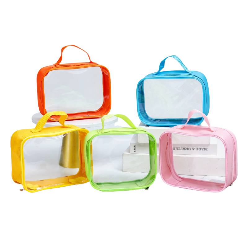 PVC toiletry bag with coloured handles