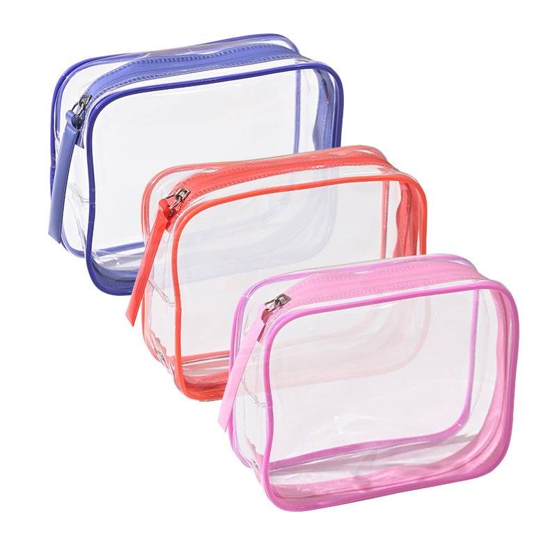 Custom PVC transparent pouch with logo printing for travel and toiletries