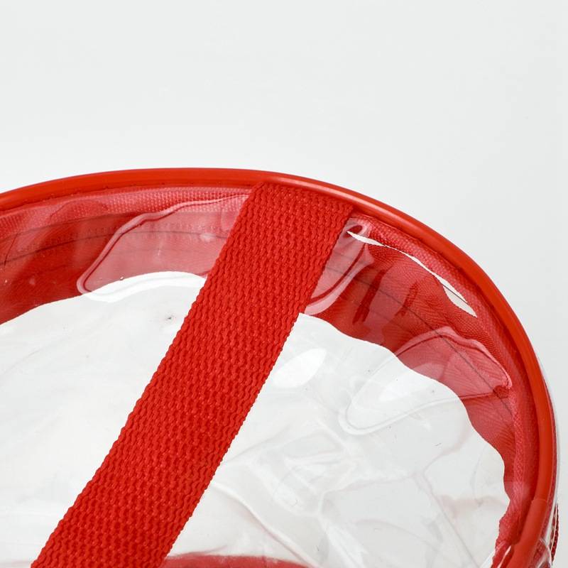 Round Pouch with Carry Handle Top handle of round transparent pouch