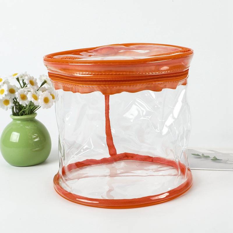 Transparent PVC Storage Pouch Transparent round pouch side view