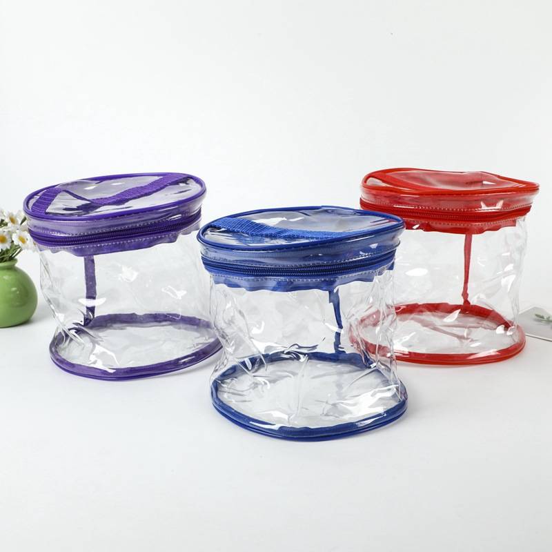 Round Transparent Pouch Malaysia Round transparent pouch with zipper and handle