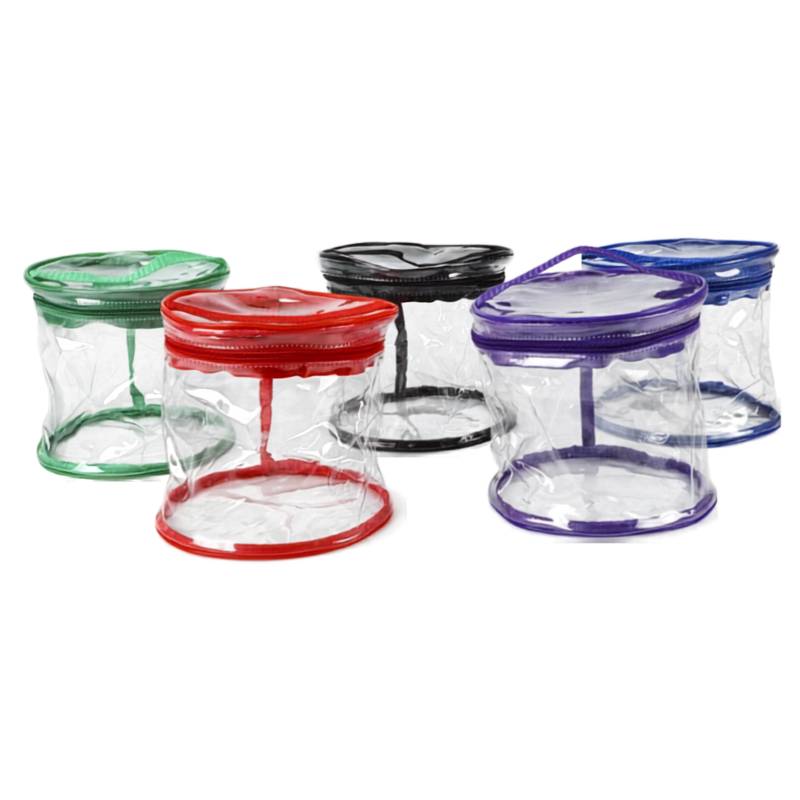 Round Transparent Pouch with Custom Logo Custom round transparent PVC pouch with handle