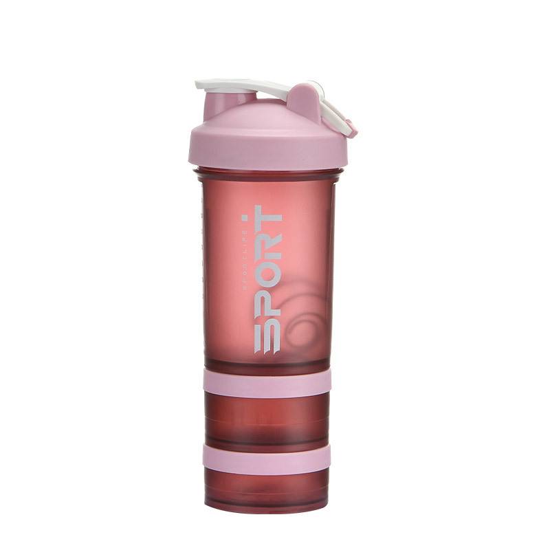 pink shaker bottle with detachable compartments