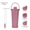 Built-In Straw Convenience Stainless steel bottle straw compartment