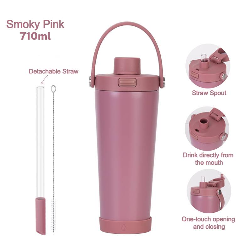 Built-In Straw Convenience Stainless steel bottle straw compartment