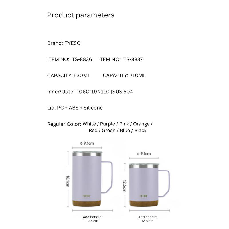 tyeso coffee mug measurement size in cm