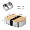 18cm Lunch Box with Bamboo Lid Size