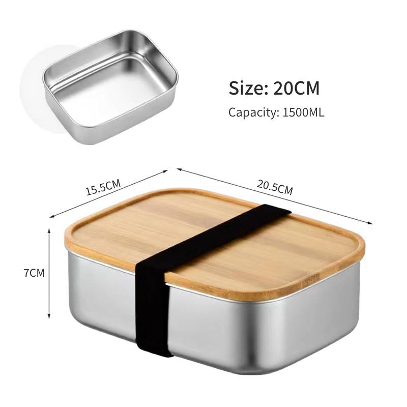 20cm Lunch Box with Bamboo Lid Size