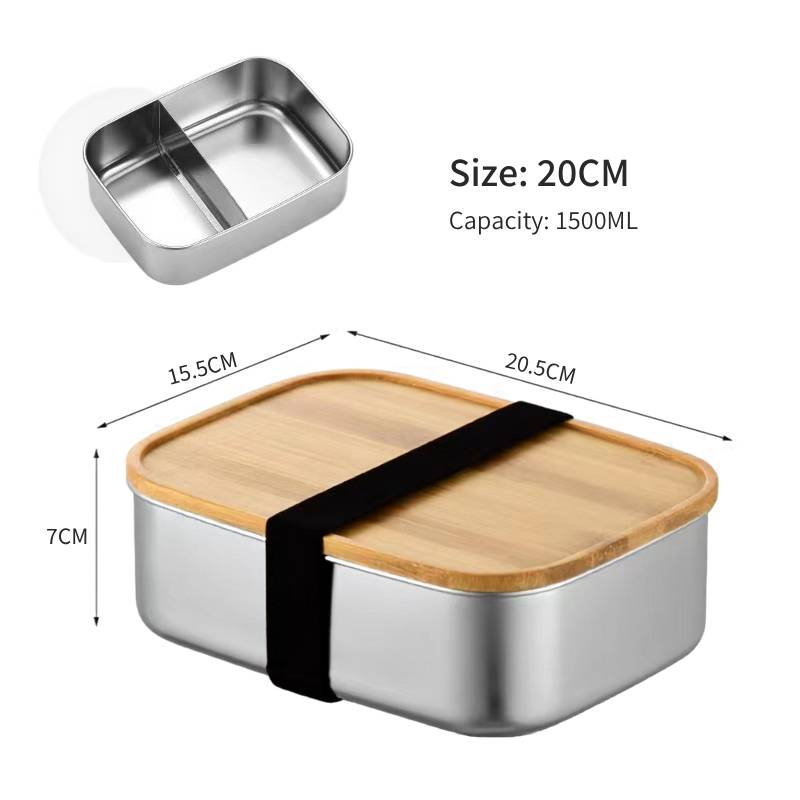 Double Compartment Lunch Box with Bamboo Lid