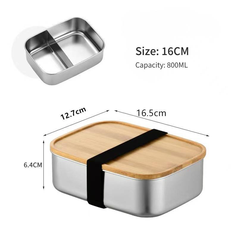 Stainless Steel Lunch Box with Bamboo Lid