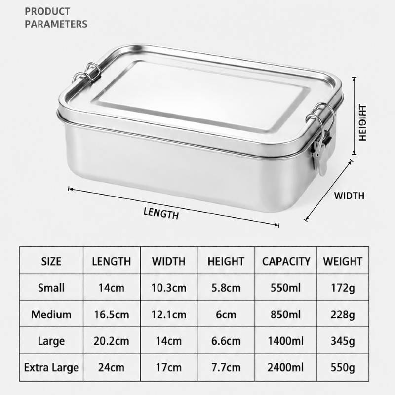 Lunch Box Size Guide Stainless Steel Lunch Box Size Chart
