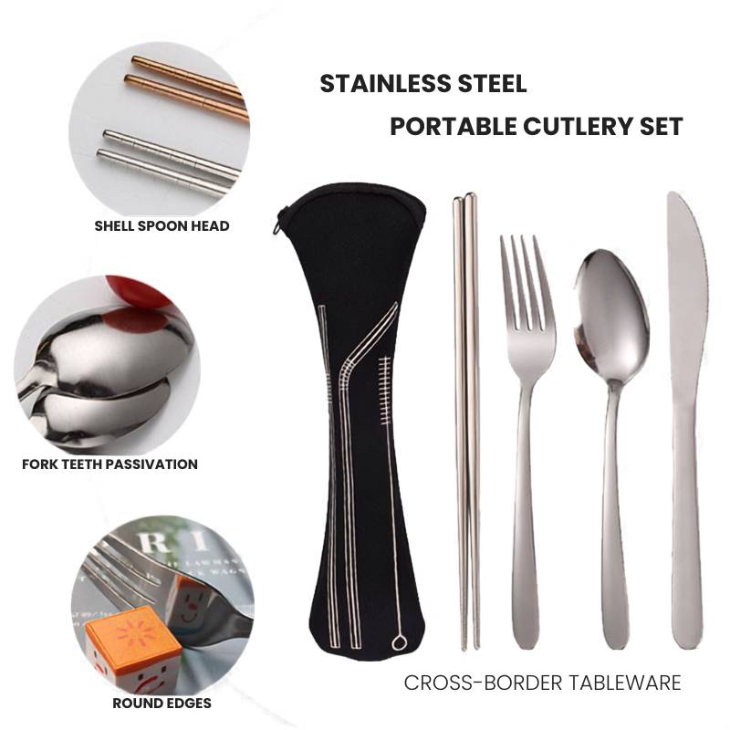 Reusable Portable Utensils Set Reusable stainless steel utensil set.
