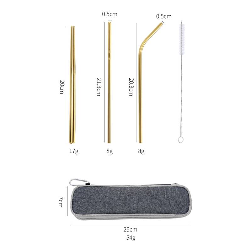 Straw Size Guide Stainless steel straw and cleaning brush size guide.