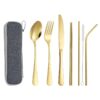 Eco-Friendly Cutlery Set Eco-friendly reusable stainless steel cutlery set.