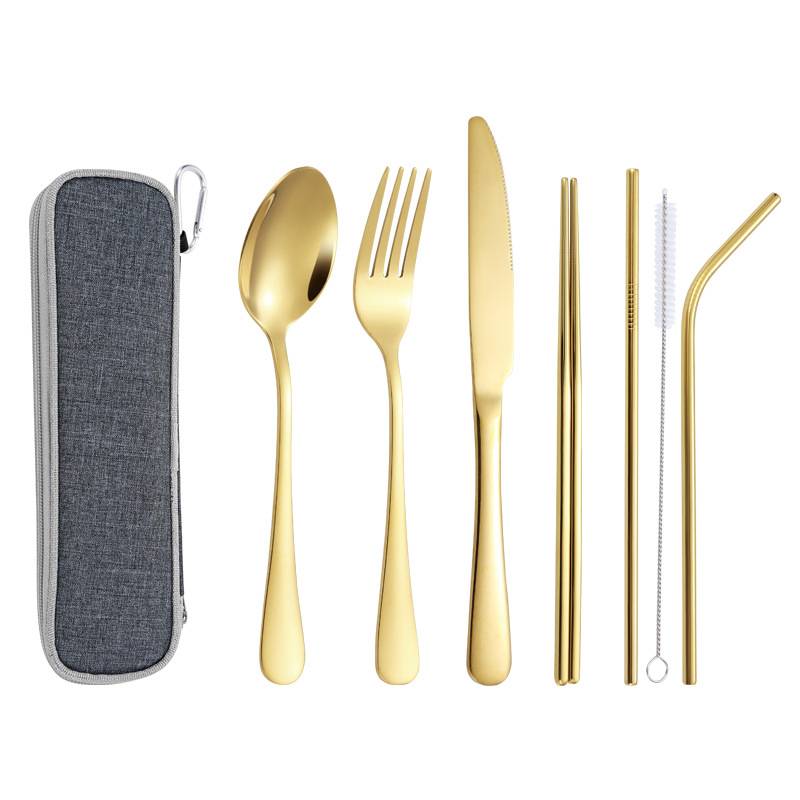 Eco-Friendly Cutlery Set Eco-friendly reusable stainless steel cutlery set.