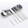 Cutlery Storage Pouch Portable zipper pouch for stainless steel cutlery set.