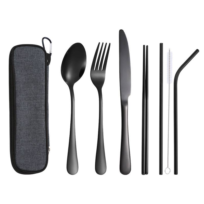 Portable Stainless Steel Cutlery Set Stainless steel cutlery set for travel and everyday use.