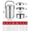 Straight Body Lunch Box Measurements Straight Body Stainless Steel Lunch Box Size Guide