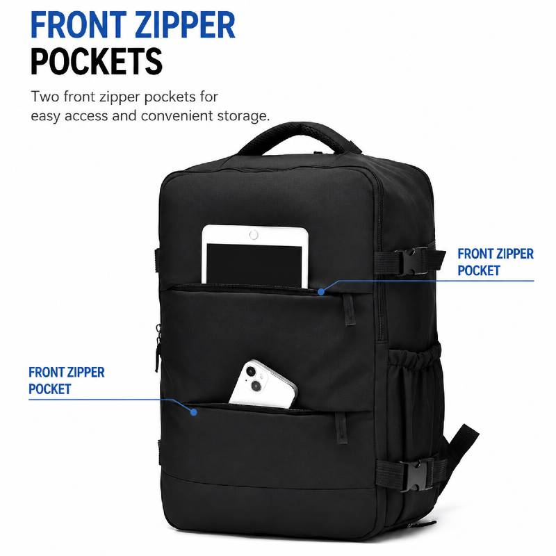Multifunction Light Backpack Front Zip Pocket