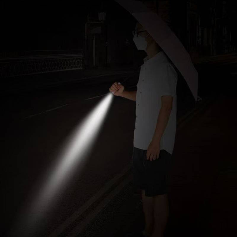 Umbrella flashlight in use at night