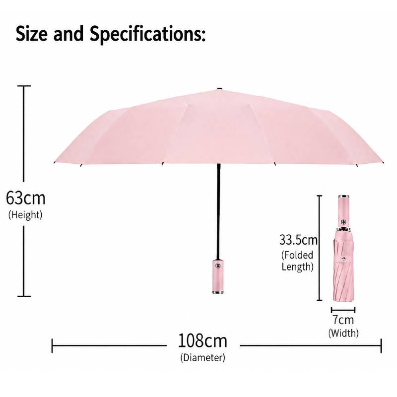 Umbrella with flashlight dimensions